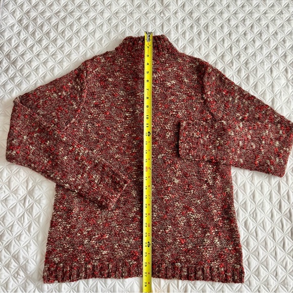Woolrich Red Beige Marled Knit Quarter Zip Mock Neck Wool Blend Sweater Size L - Picture 16 of 16